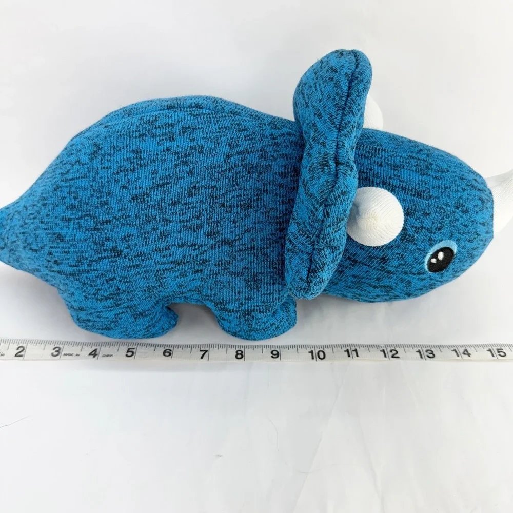 Blue Marl Knit Triceratops Dinosaur Plush Stuffed Animal Toy 15 Inch
